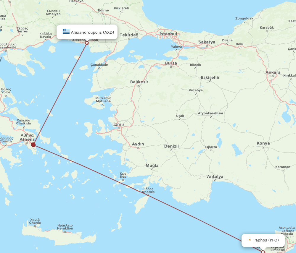 Flights from Paphos to Alexandroupolis, PFO to AXD Flight Routes