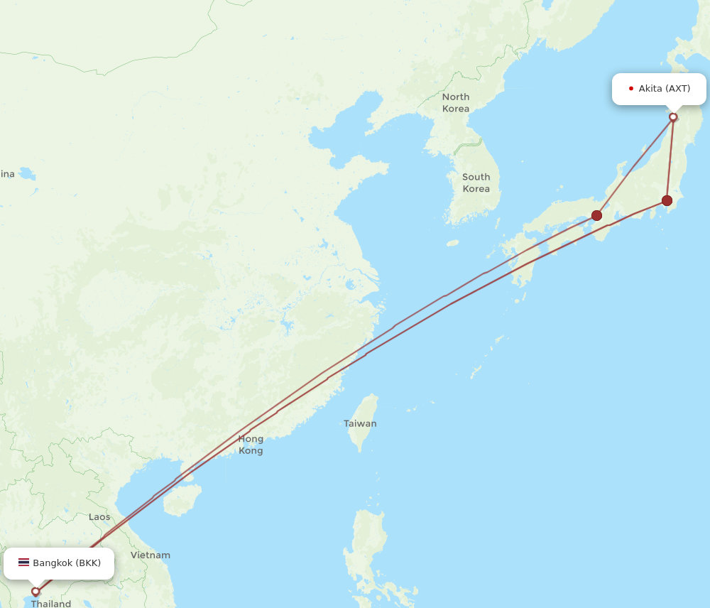 Flights from Akita to Bangkok, AXT to BKK - Flight Routes