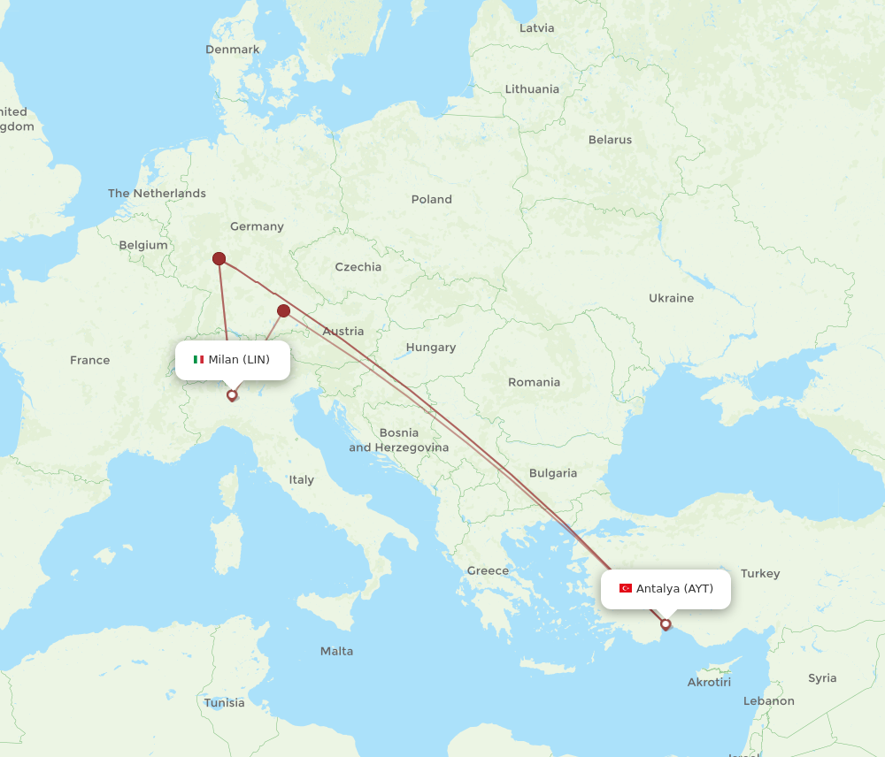 Flights from Antalya to Milan AYT to LIN Flight Routes