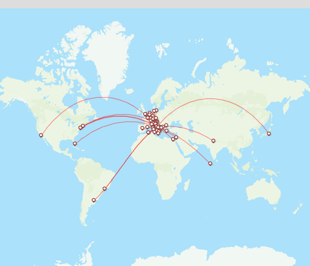 ITA Airways airline routes (AZ) - map - Flight Routes