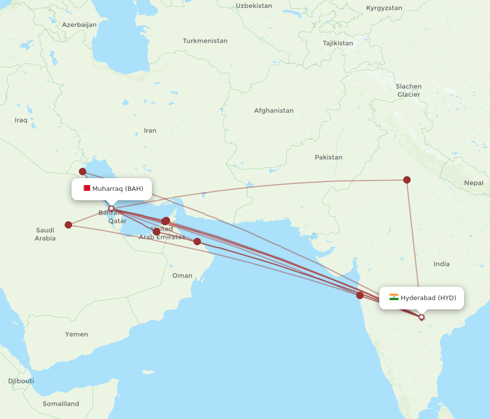 All Flight Routes From Bahrain To Hyderabad Bah To Hyd Flight Routes 4494