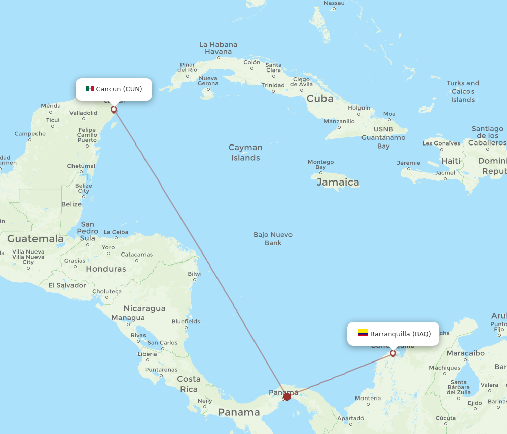 Flights from Barranquilla to Cancun BAQ to CUN Flight Routes