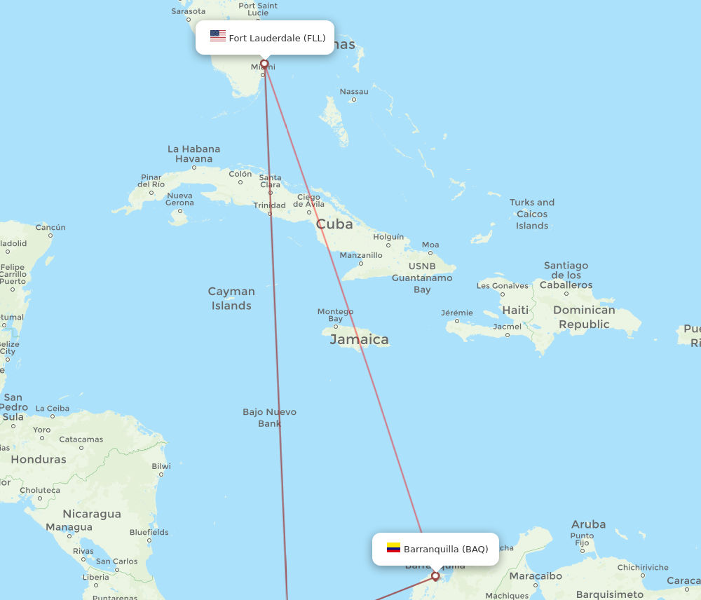 Flights from Barranquilla to Fort Lauderdale BAQ to FLL Flight