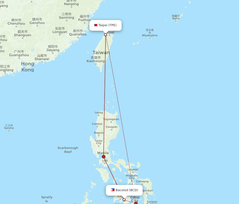 All Flight Routes From Bacolod To Taipei Bcd To Tpe Flight Routes 0557