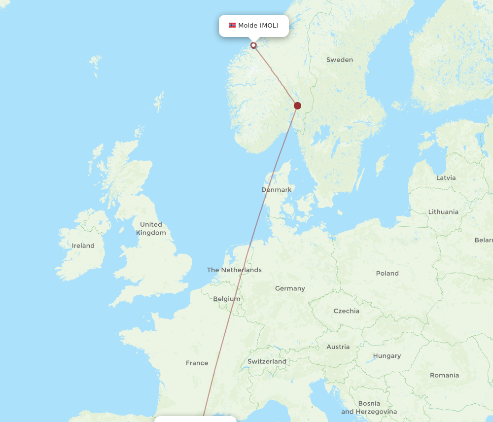 Flights from Barcelona to Molde BCN to MOL Flight Routes