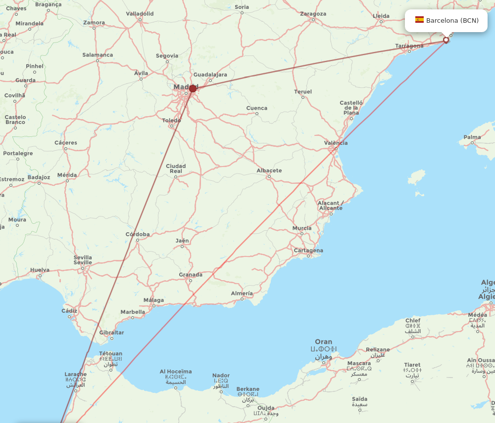 Flights from Barcelona to Rabat BCN to RBA Flight Routes