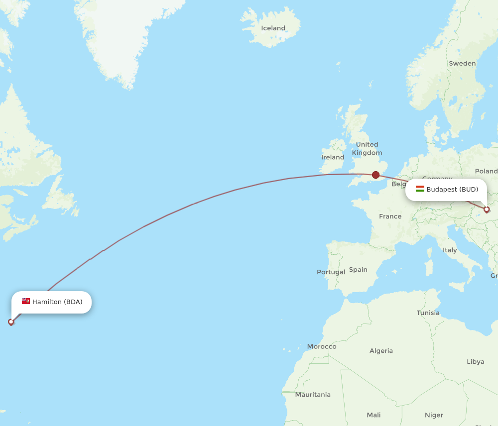 Flights from Bermuda to Budapest BDA to BUD Flight Routes