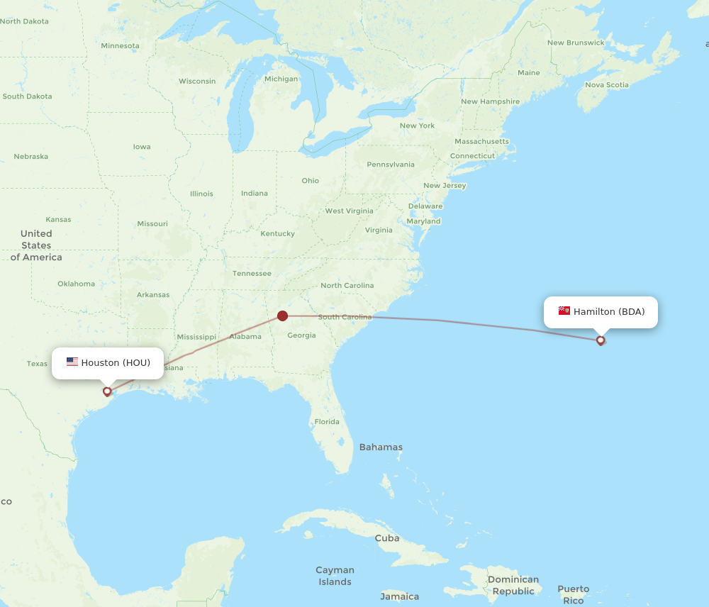 Flights from Bermuda to Houston BDA to HOU Flight Routes