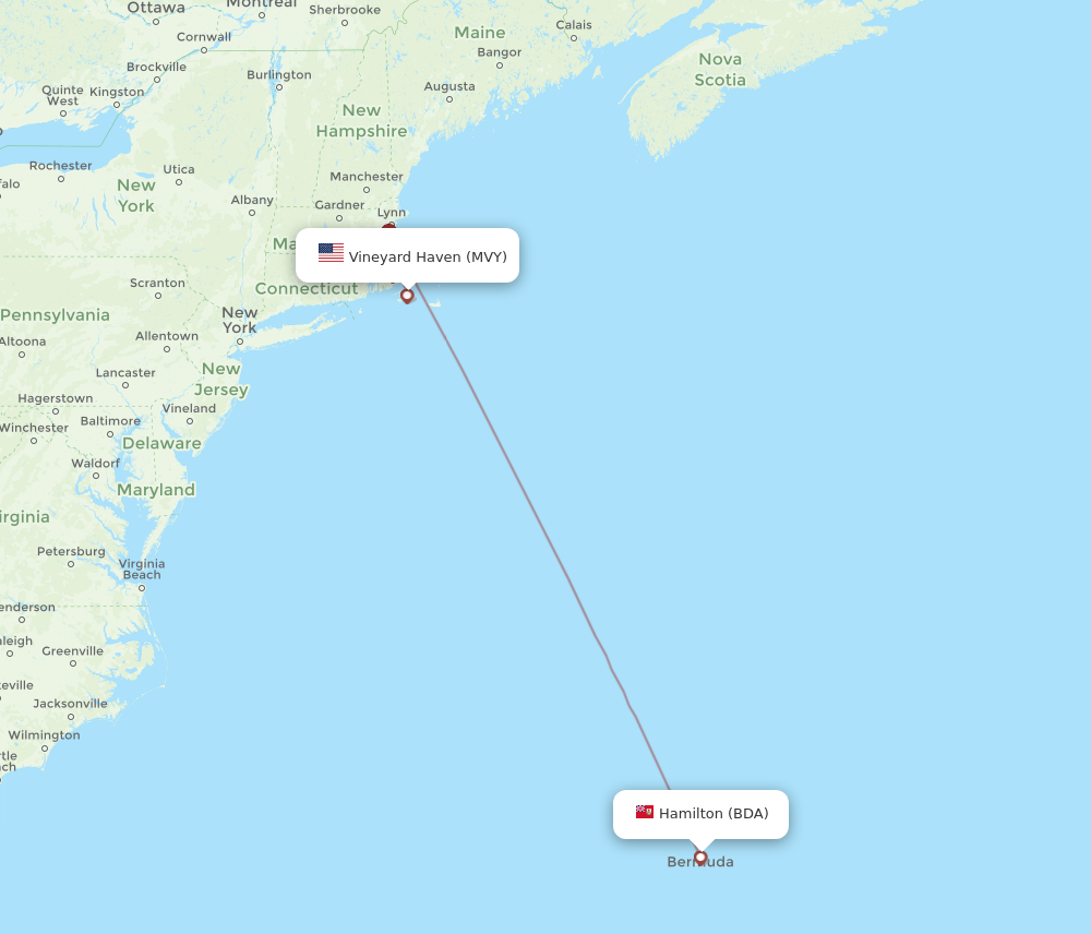 Flights from Bermuda to Martha s Vineyard BDA to MVY Flight Routes