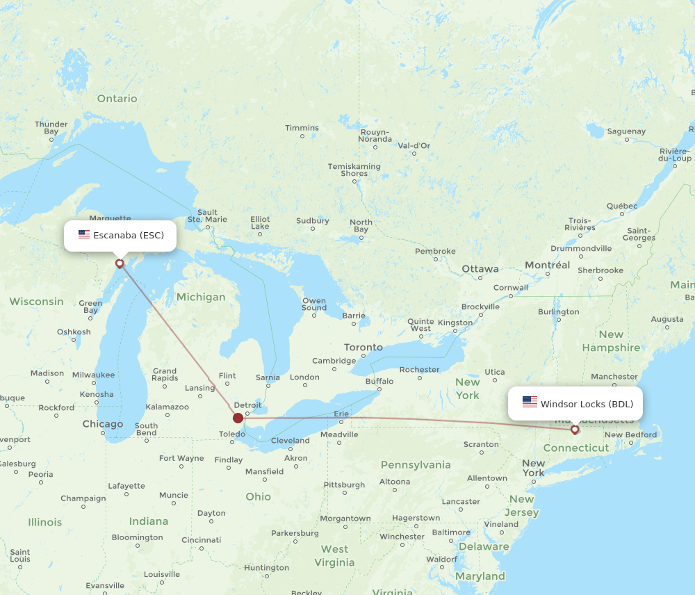 Flights from Hartford to Escanaba BDL to ESC Flight Routes