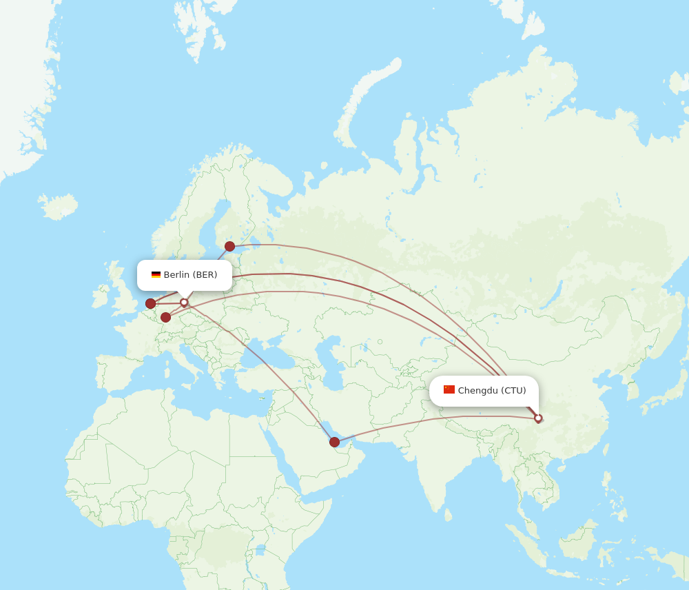 Flights from Berlin to Chengdu BER to CTU Flight Routes