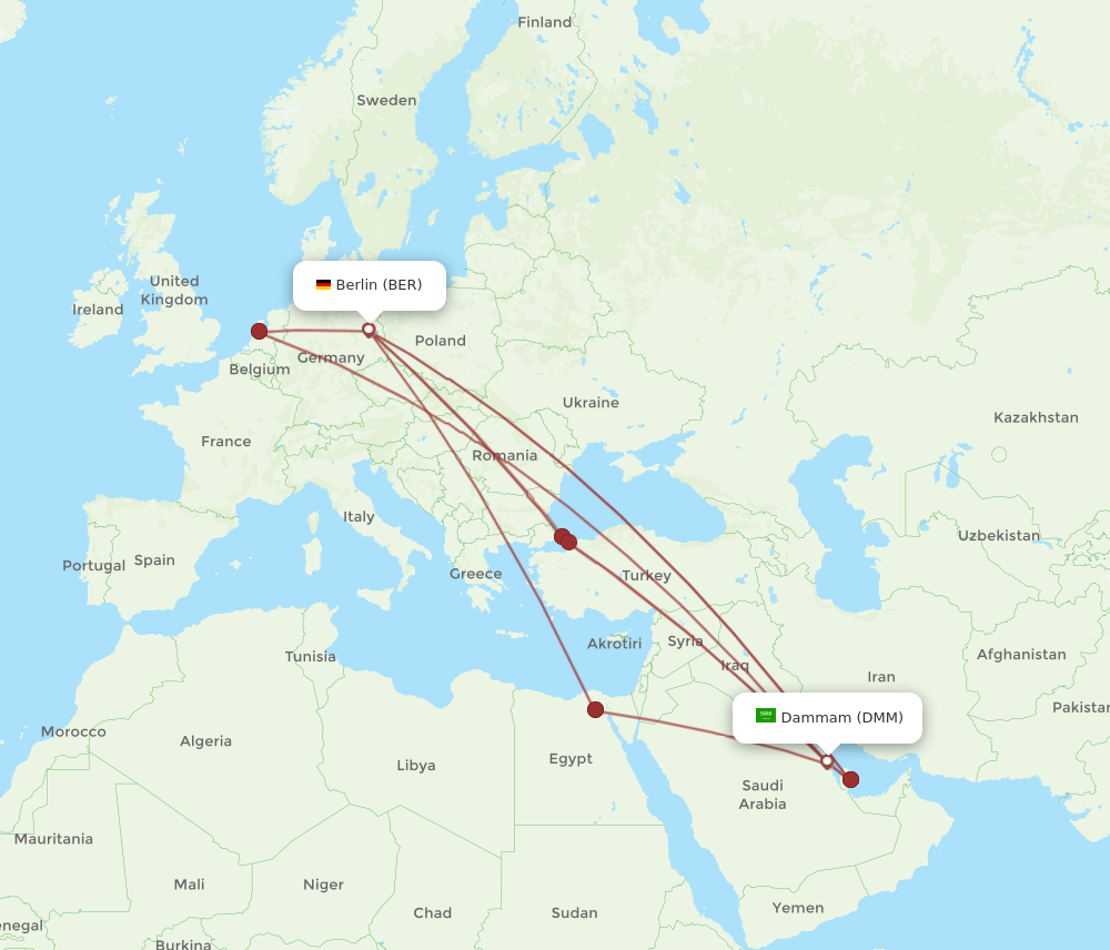 BER to DMM flights and routes map