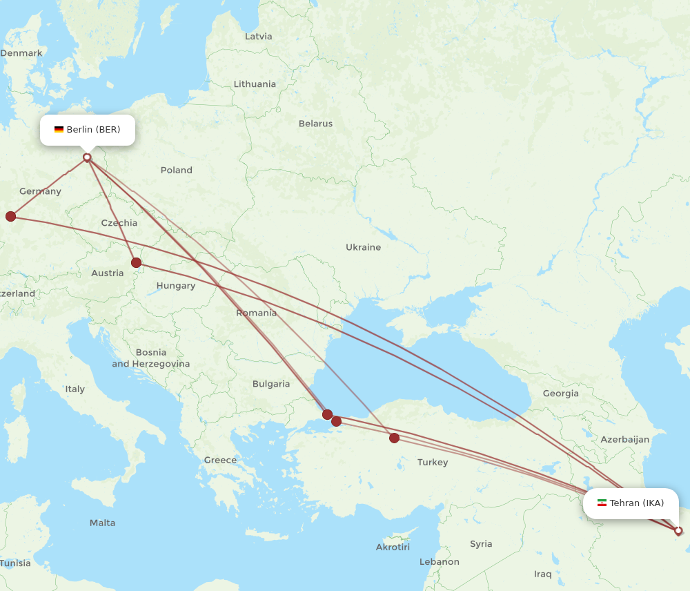 Flights from Berlin to Tehran BER to IKA Flight Routes