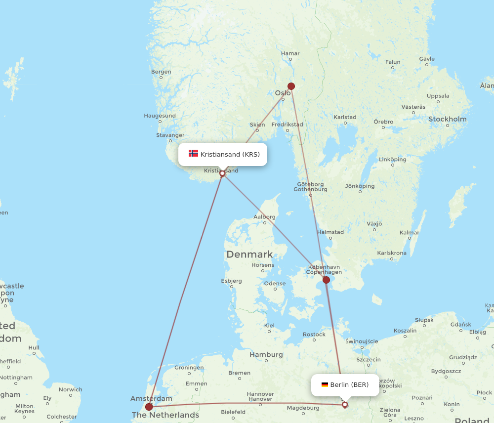 Flights from Berlin to Kristiansand BER to KRS Flight Routes