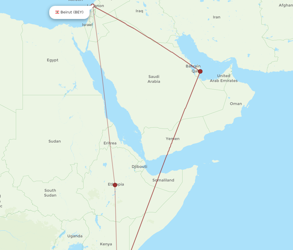 Flights from Beirut to Zanzibar BEY to ZNZ Flight Routes