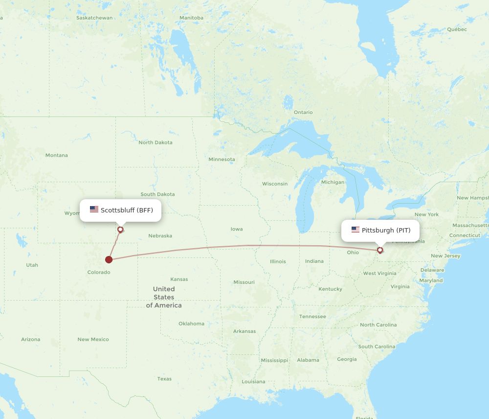 Flights from Scottsbluff to Pittsburgh BFF to PIT Flight Routes