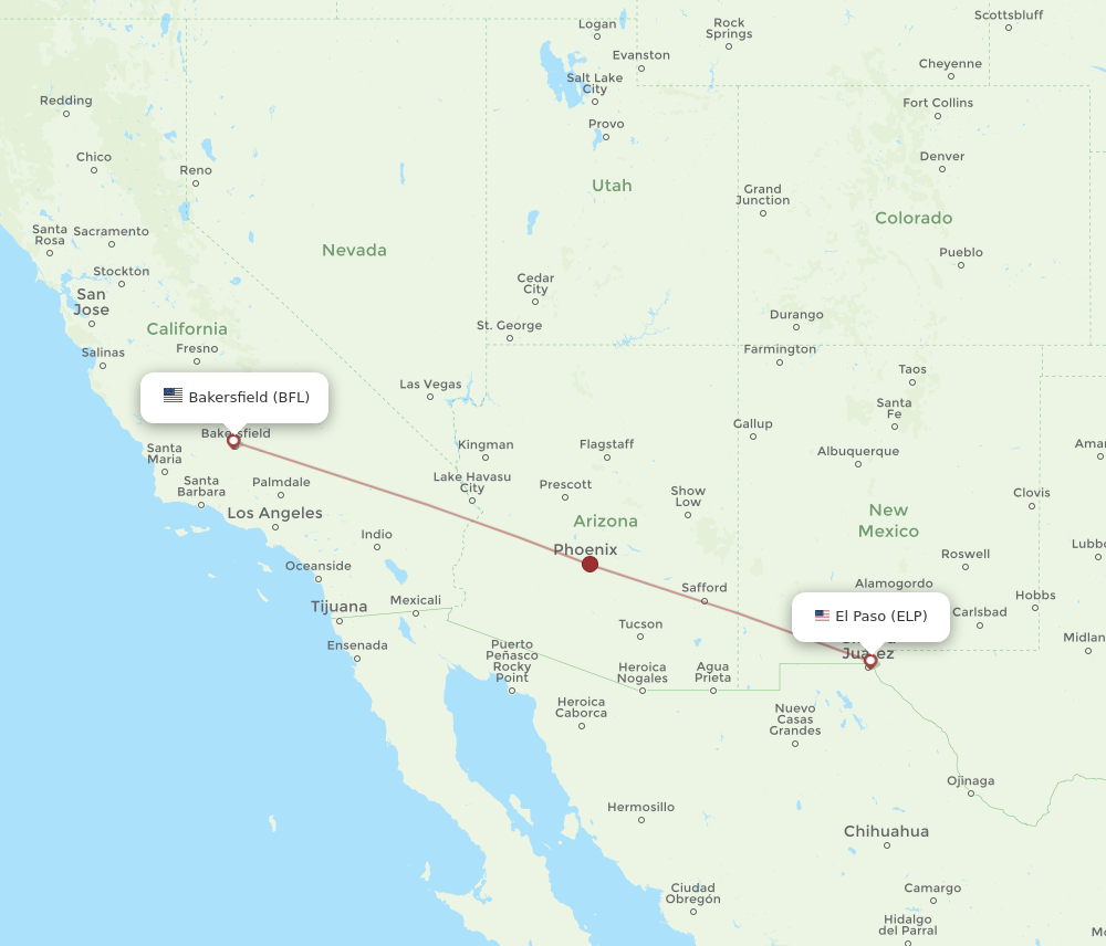 Flights from Bakersfield to El Paso BFL to ELP Flight Routes