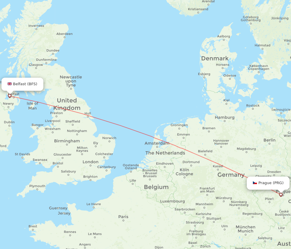 Flights from Belfast to Prague BFS to PRG Flight Routes