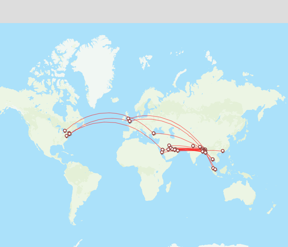 Biman Bangladesh Airlines Routes (BG) 2024, Map - Flight Routes