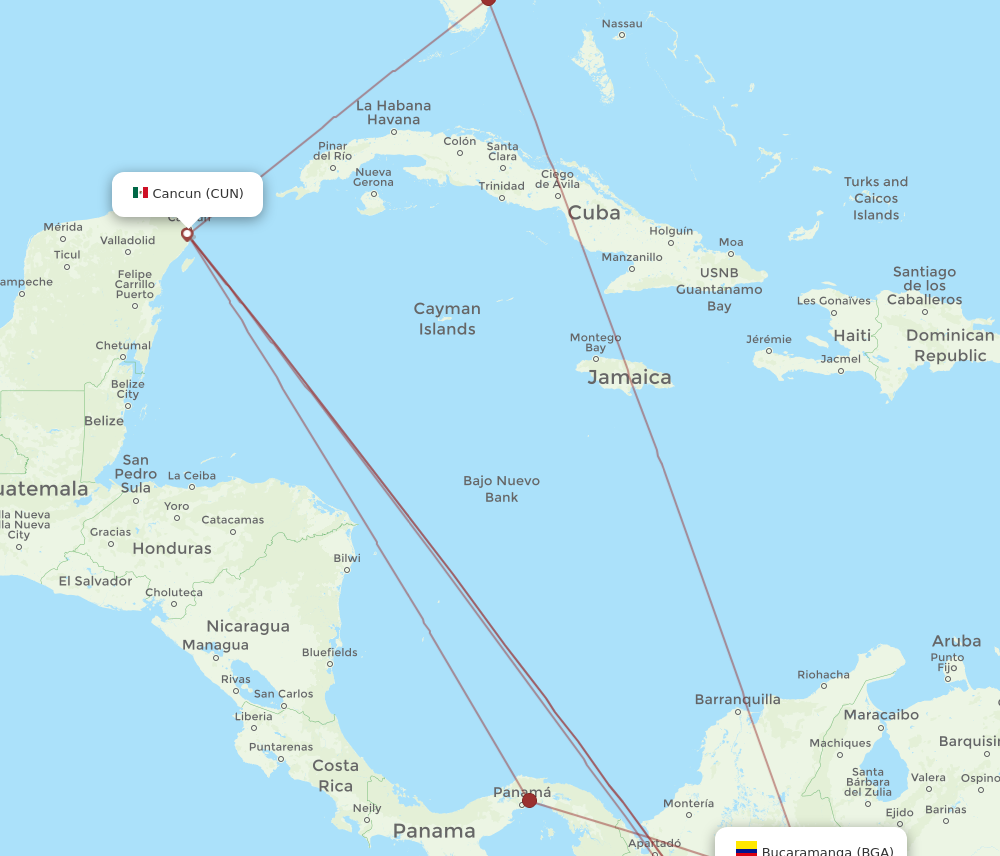 Flights from Bucaramanga to Cancun BGA to CUN Flight Routes