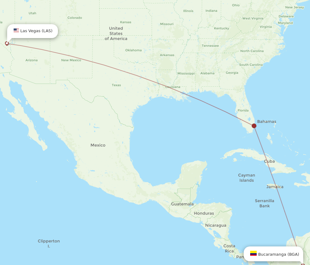 Flights from Bucaramanga to Las Vegas BGA to LAS Flight Routes