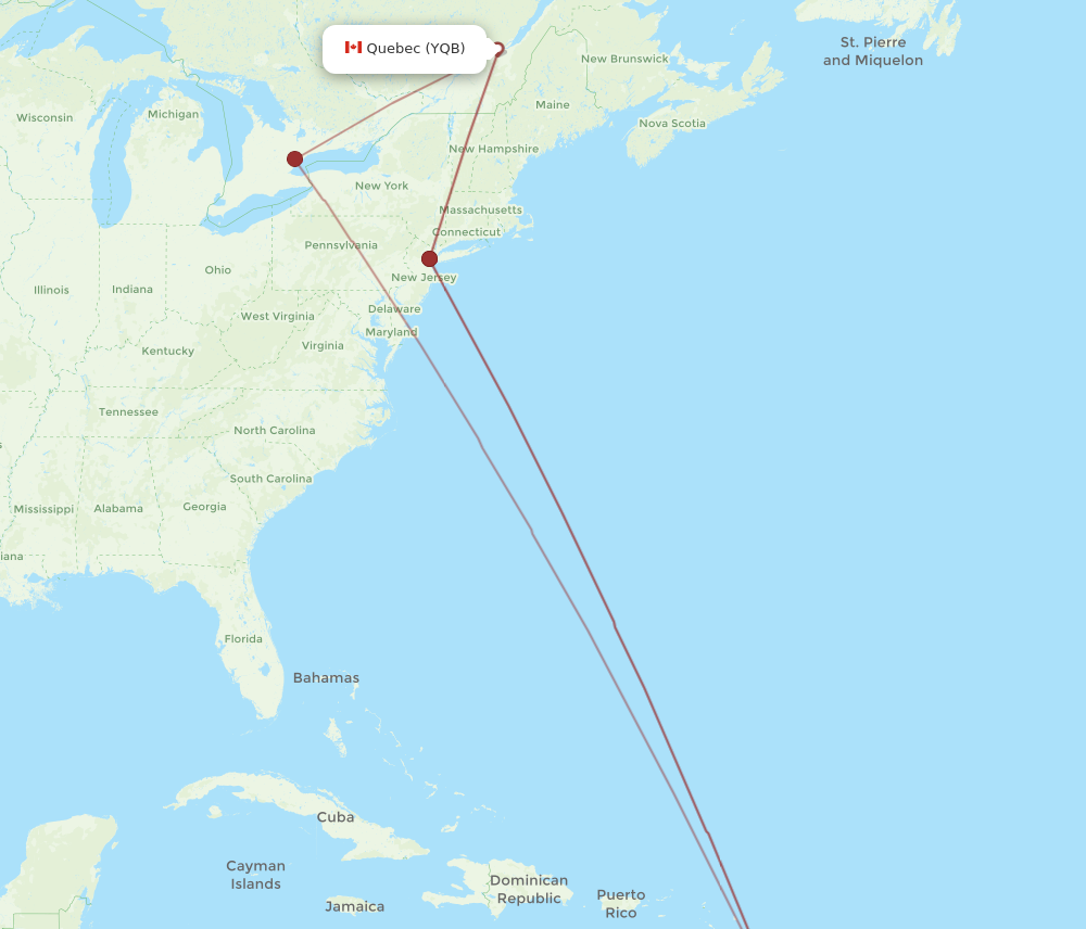 Flights from Bridgetown to Quebec BGI to YQB Flight Routes