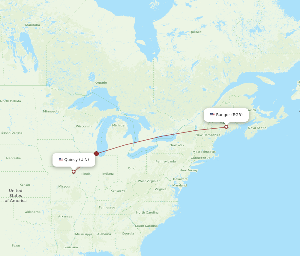 Flights from Bangor to Quincy BGR to UIN Flight Routes