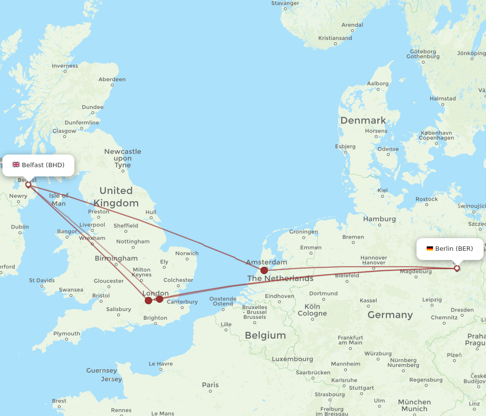 Flights From Belfast To Berlin Bhd To Ber Flight Routes 3222