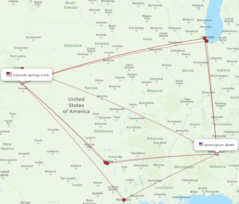 Flights from Birmingham to Colorado Springs BHM to COS Flight