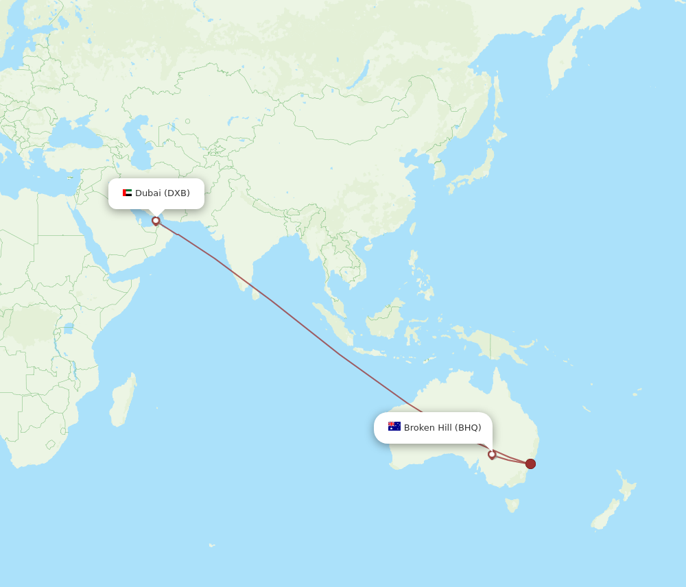 Flights from Broken Hill to Dubai BHQ to DXB Flight Routes