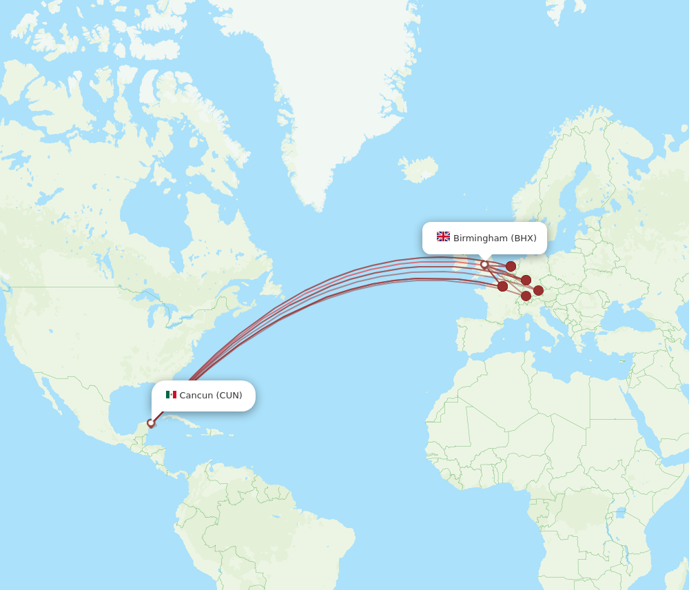 Flights from Birmingham to Cancun BHX to CUN Flight Routes