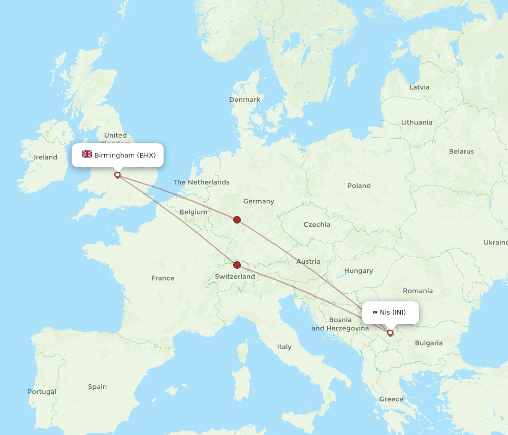 All Flight Routes From Birmingham To Nis Bhx To Ini Flight Routes 2733