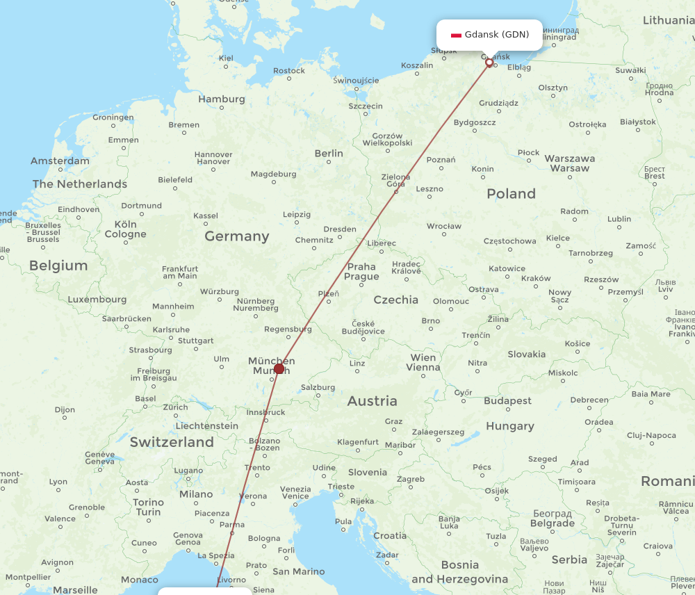 Flights from Bastia to Gdansk, BIA to GDN - Flight Routes