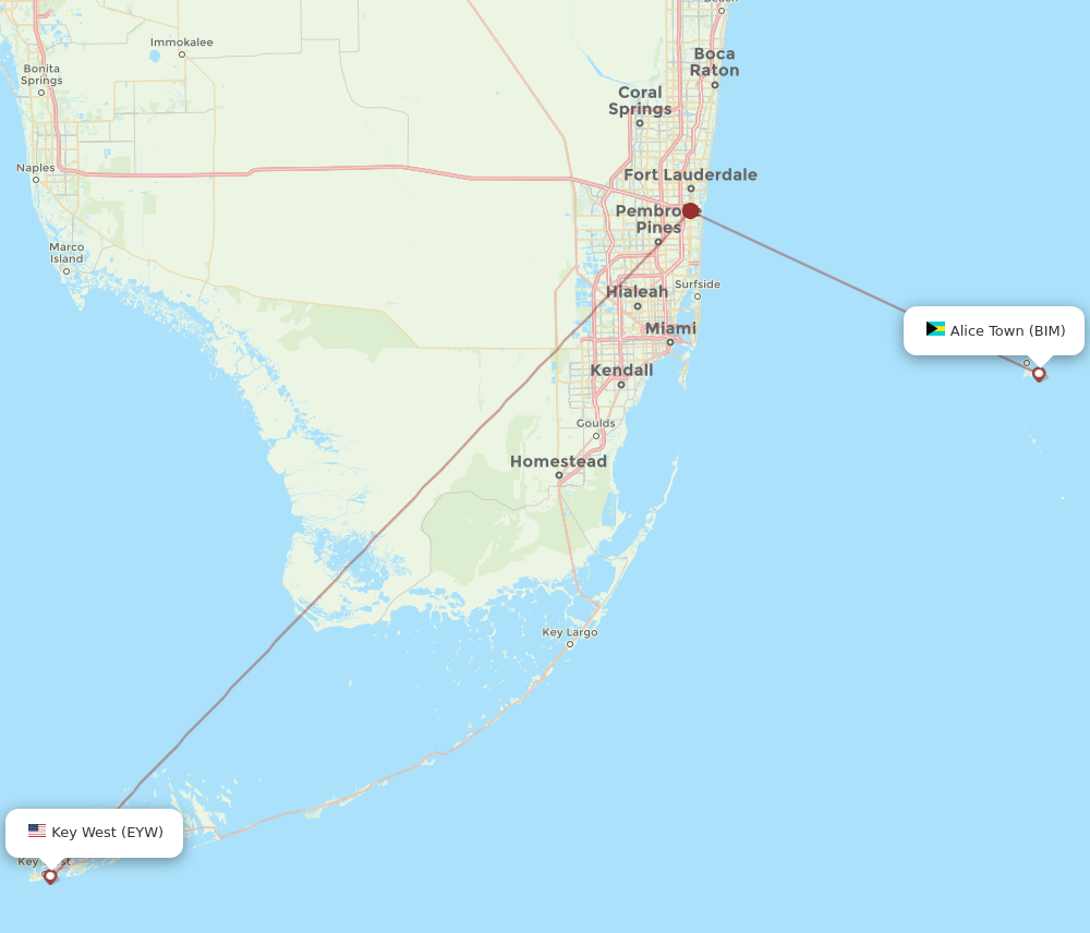 Flights from Bimini to Key West BIM to EYW Flight Routes