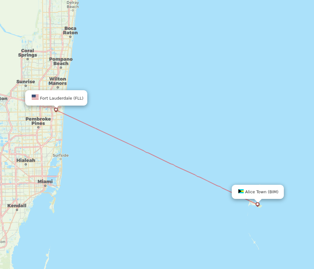 Flights from Bimini to Fort Lauderdale, BIM to FLL - Flight Routes