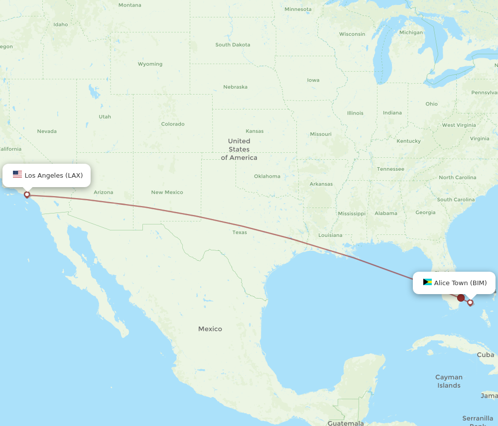 All Flight Routes From Bimini To Los Angeles, BIM To LAX - Flight Routes