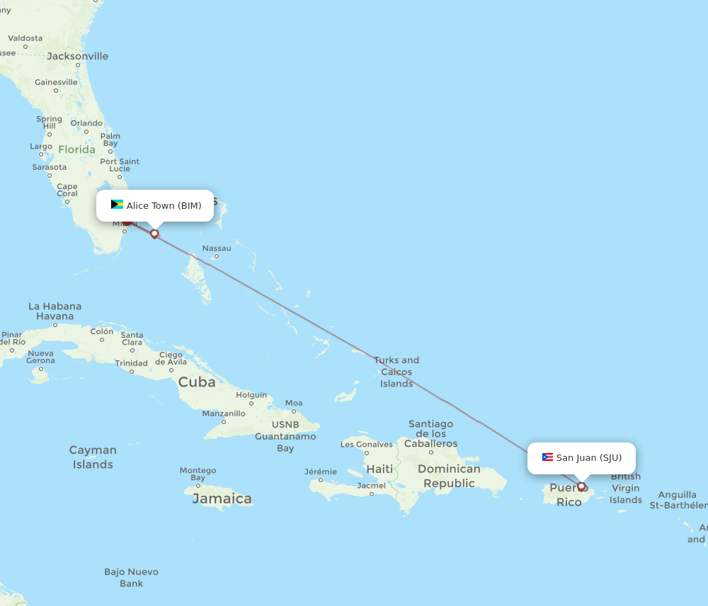 Flights from Bimini to San Juan BIM to SJU Flight Routes