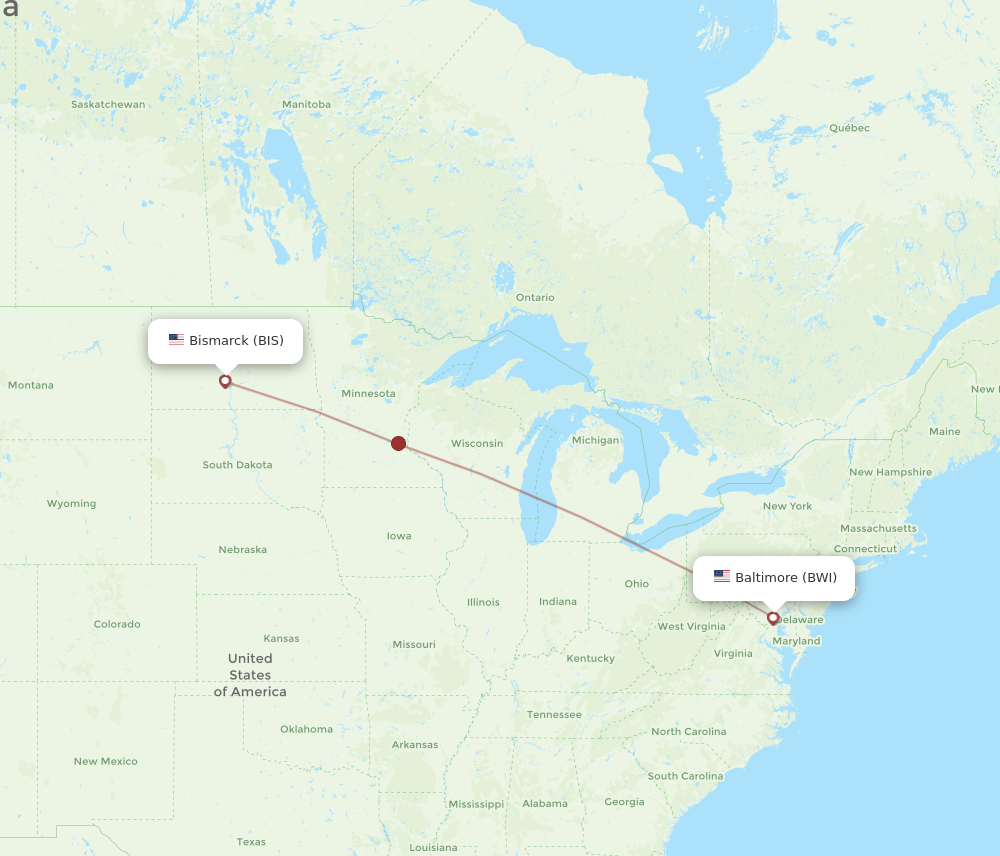 Flights from Bismarck to Baltimore BIS to BWI Flight Routes