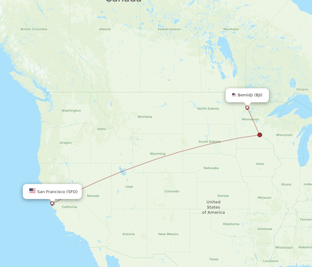 Flights from Bemidji to San Francisco BJI to SFO Flight Routes