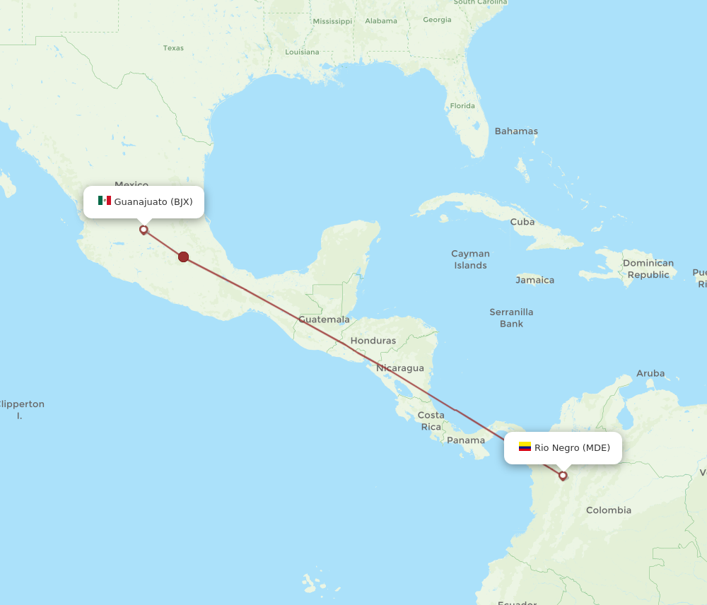 Flights from Leon Guanajuato to Medellin BJX to MDE Flight Routes