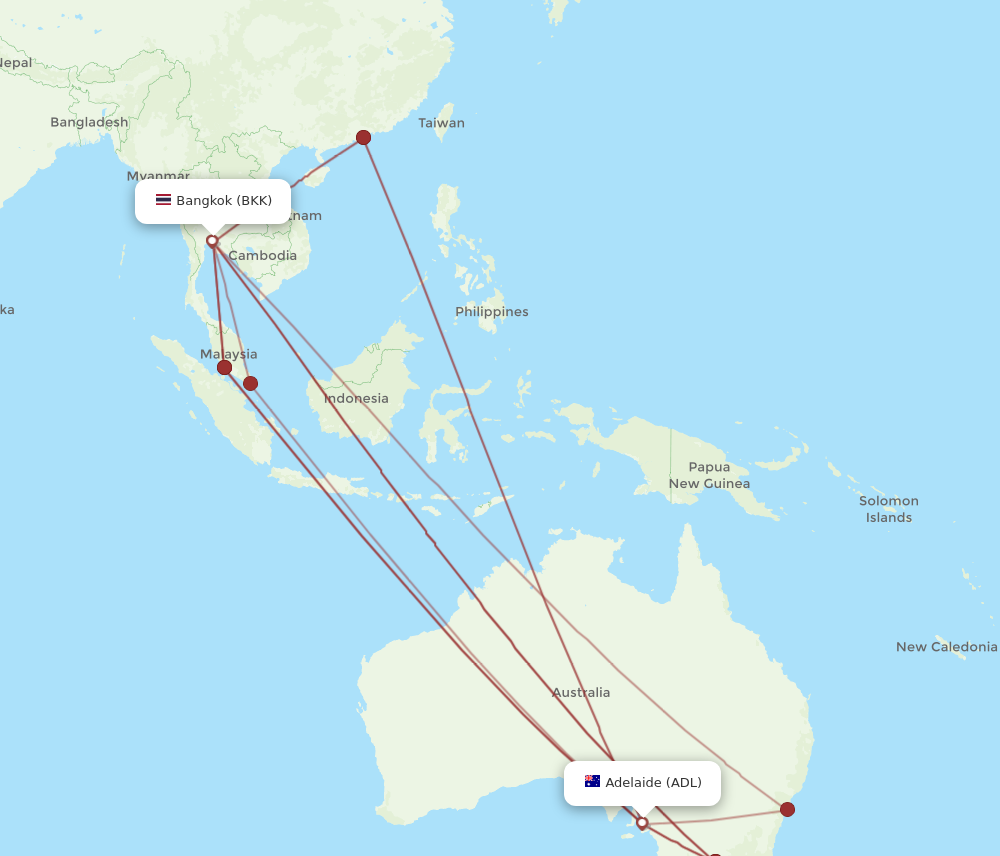 Flights from Bangkok to Adelaide BKK to ADL Flight Routes