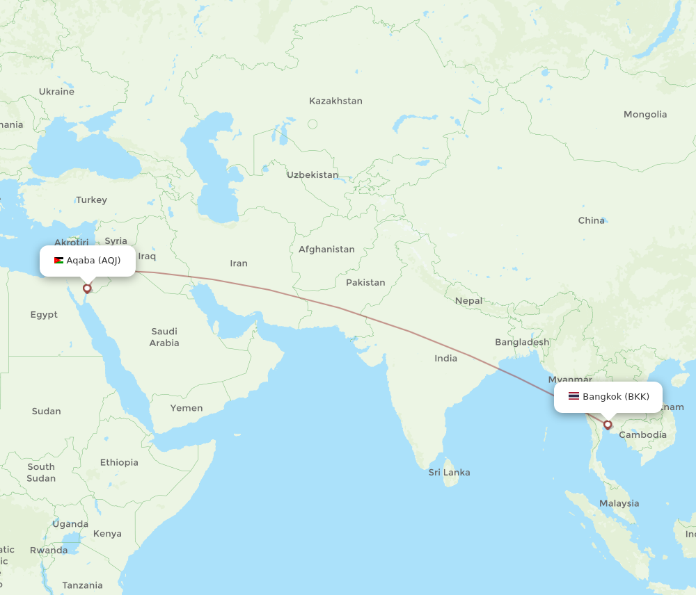 Flights from Bangkok to Aqaba BKK to AQJ Flight Routes