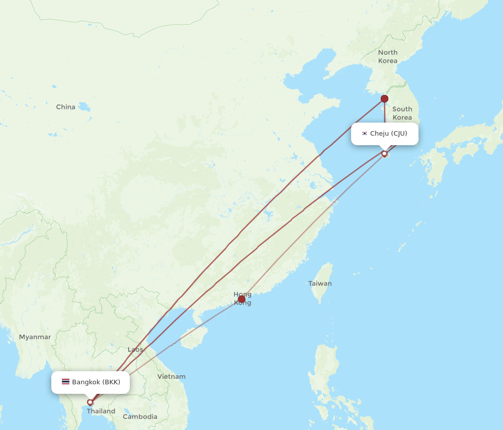 Flights from Bangkok to Jeju BKK to CJU Flight Routes