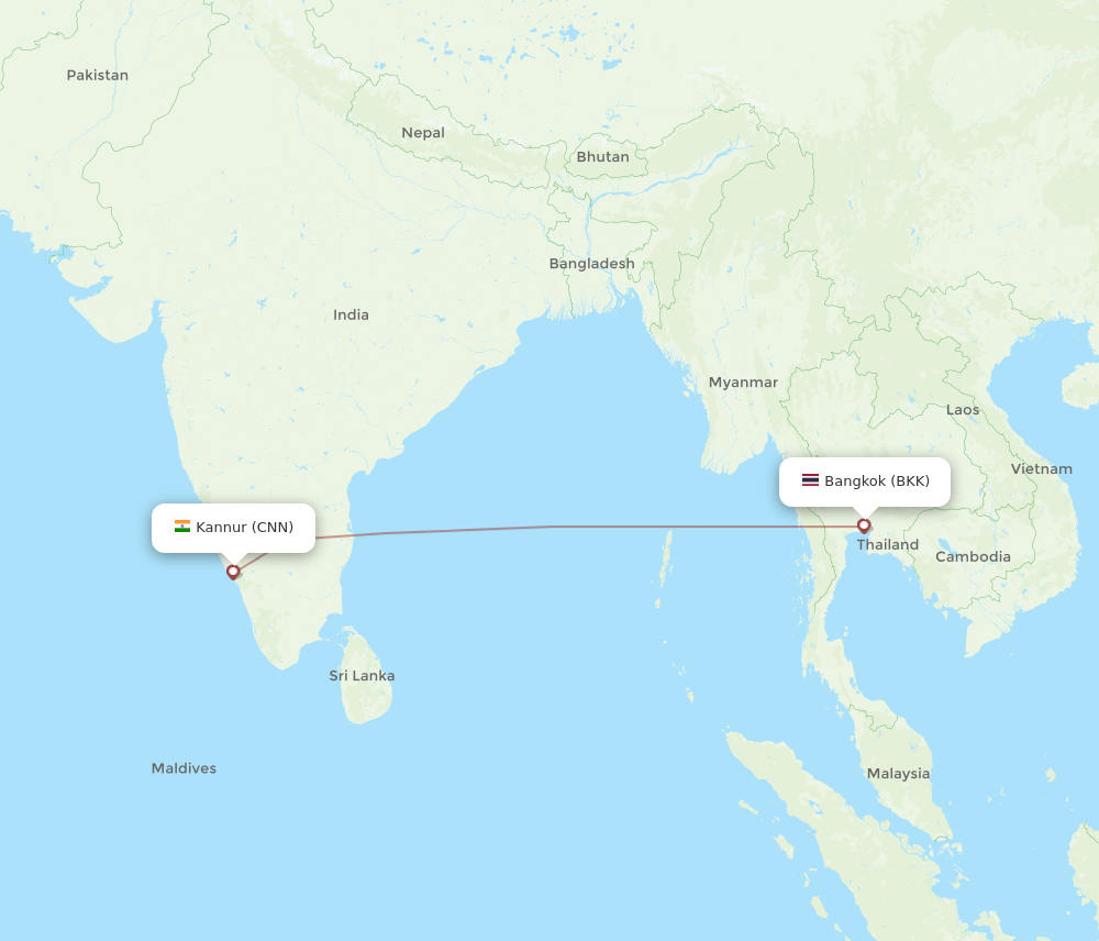 Flights from Bangkok to Kannur BKK to CNN Flight Routes