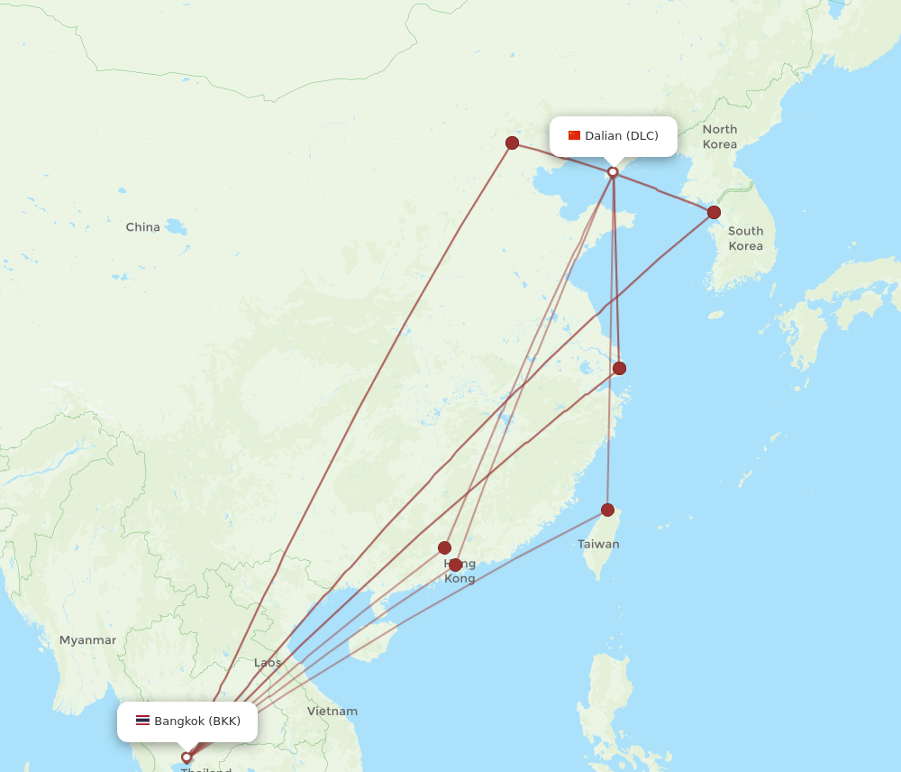 All Flight Routes From Bangkok To Dalian, BKK To DLC - Flight Routes