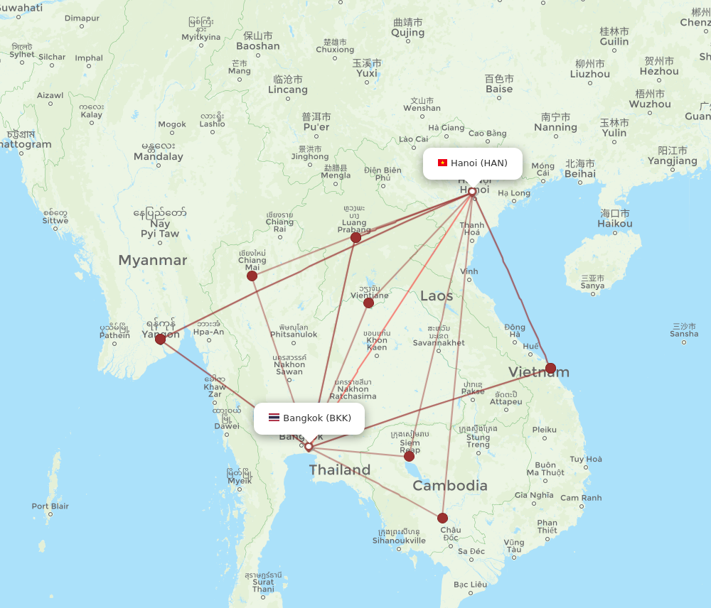 Flights from Bangkok to Hanoi BKK to HAN Flight Routes