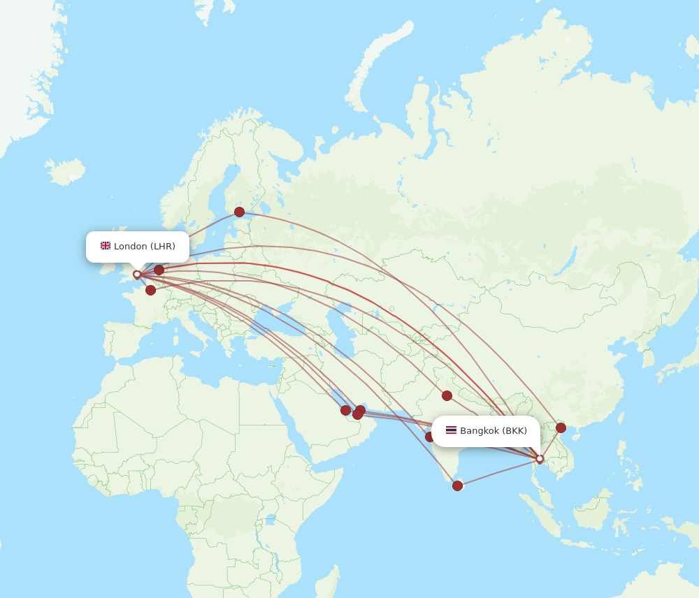 All Flight Routes From Bangkok To London Bkk To Lhr Flight Routes 9351