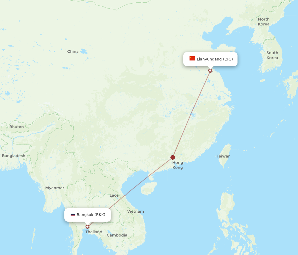 Flights from Bangkok to Lianyungang BKK to LYG Flight Routes