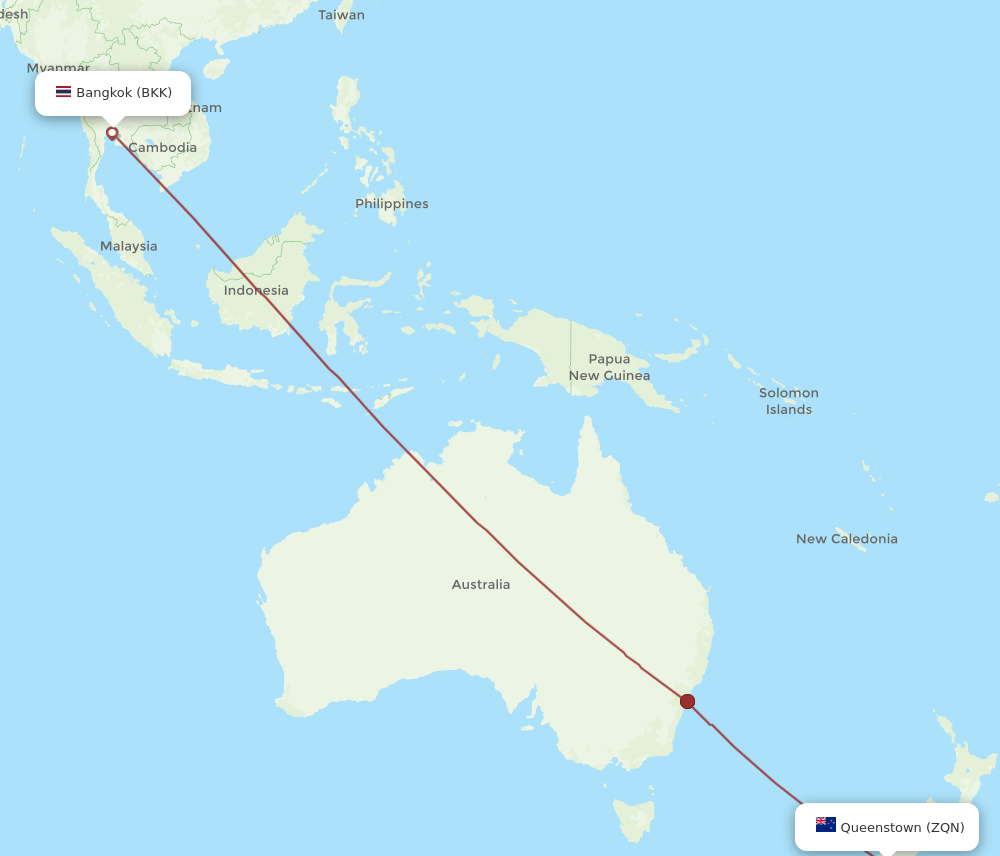 Flights From Queenstown To Bangkok, ZQN To BKK - Flight Routes