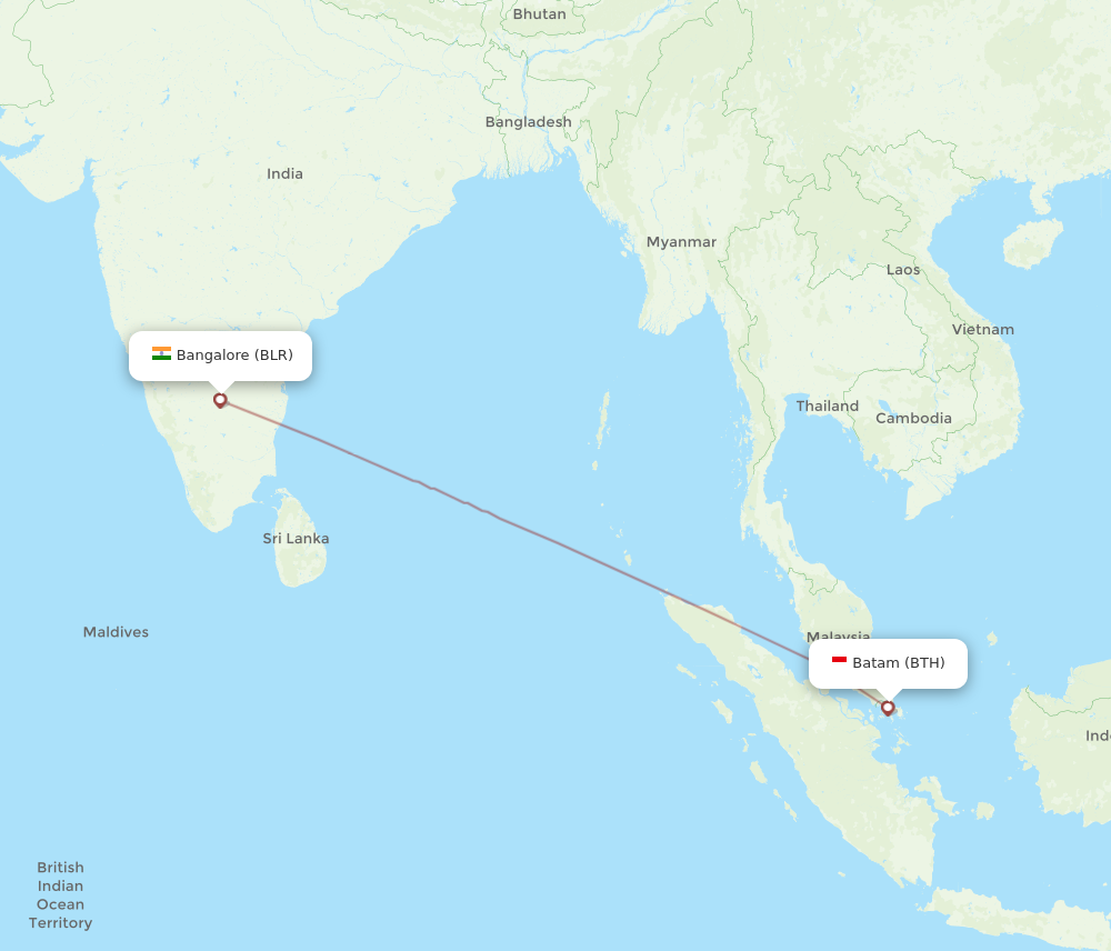 BLR to BTH flights and routes map